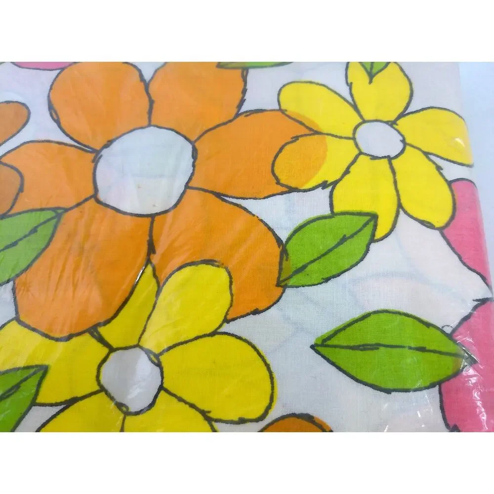 Vintage Cannon Royal Family Psychedelic Floral Featherlite Full Fitted Sheet New